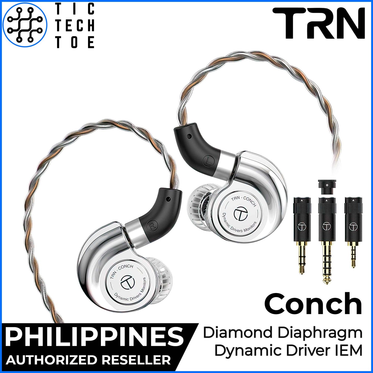 TRN Conch Interchangeable Tuning Nozzle Filter Dynamic Driver Detachable Cable IEM In-Ear Earphones