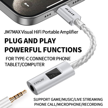JCALLY JM7 MAX USB A/C to 3.5mm CS31993 + SGM8262 Dual Chip DAC/Amp Aluminum Audio Adapter Cable