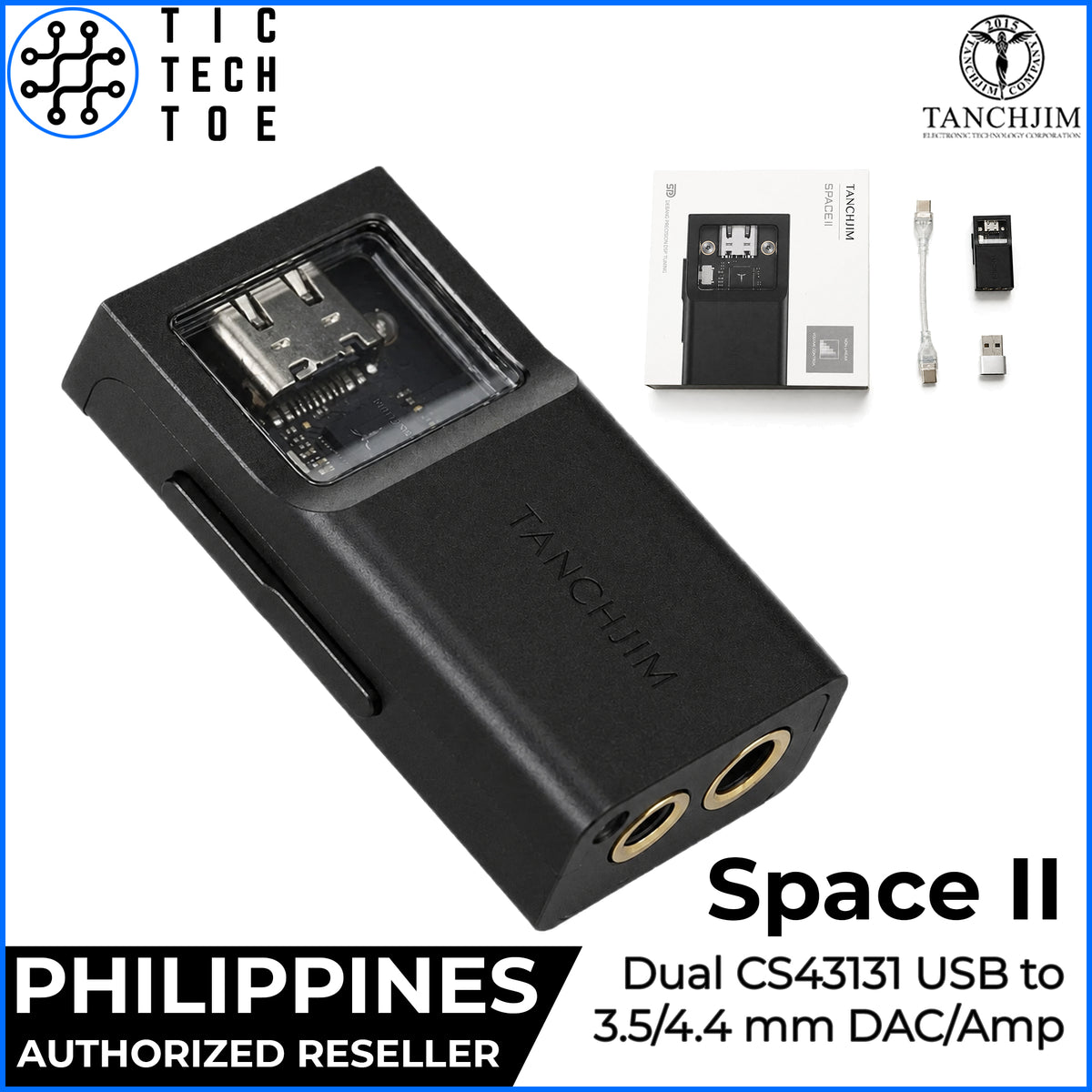 Tanchjim Space 2 USB Type-C/A to 3.5mm/4.4mm Dual CS43131 DAC/AMP Earphone Headphone Compact Adapter