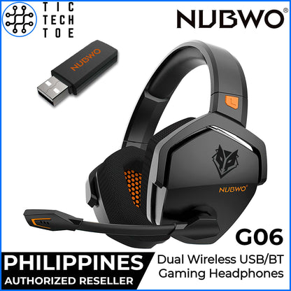NUBWO G06 Dual Wireless USB 2.4Ghz + Bluetooth 5.3 Gaming Headset PS5 PC Mobile Switch Headphones