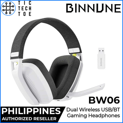 BINNUNE BW06 Dual Wireless USB 2.4Ghz + Bluetooth 5.3 Gaming Headset PS5 PC Mobile Switch Headphones