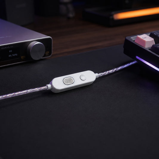 KZ M2 Cable Dual HD Mic 3.5mm/USB-C Silver Plated Upgrade IEM with Control Button Earphone Wire
