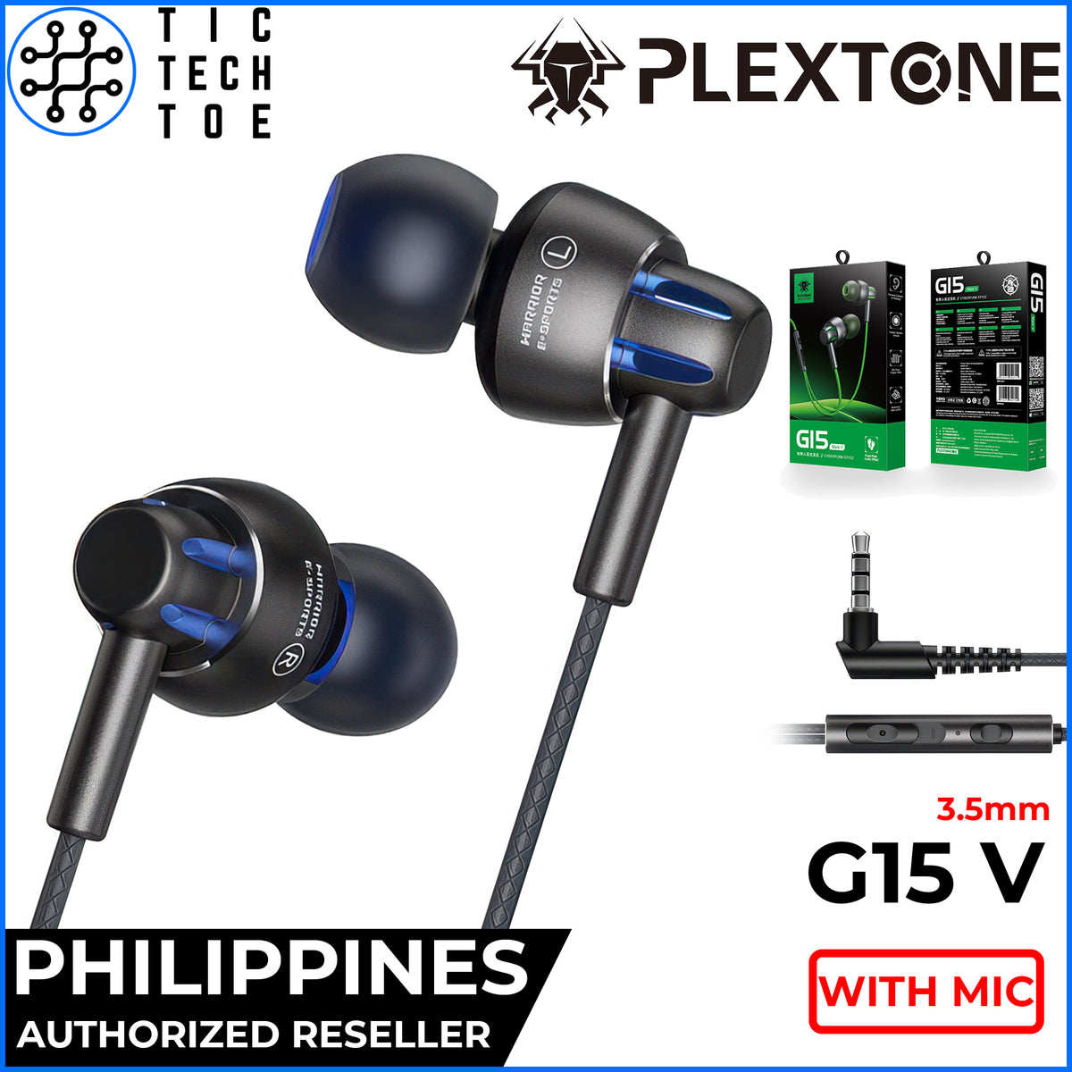 Plextone G15 Mark 5 V Gaming Earphones Anti-Tangle Cable Noise Cancelling IEM Headset with Mic