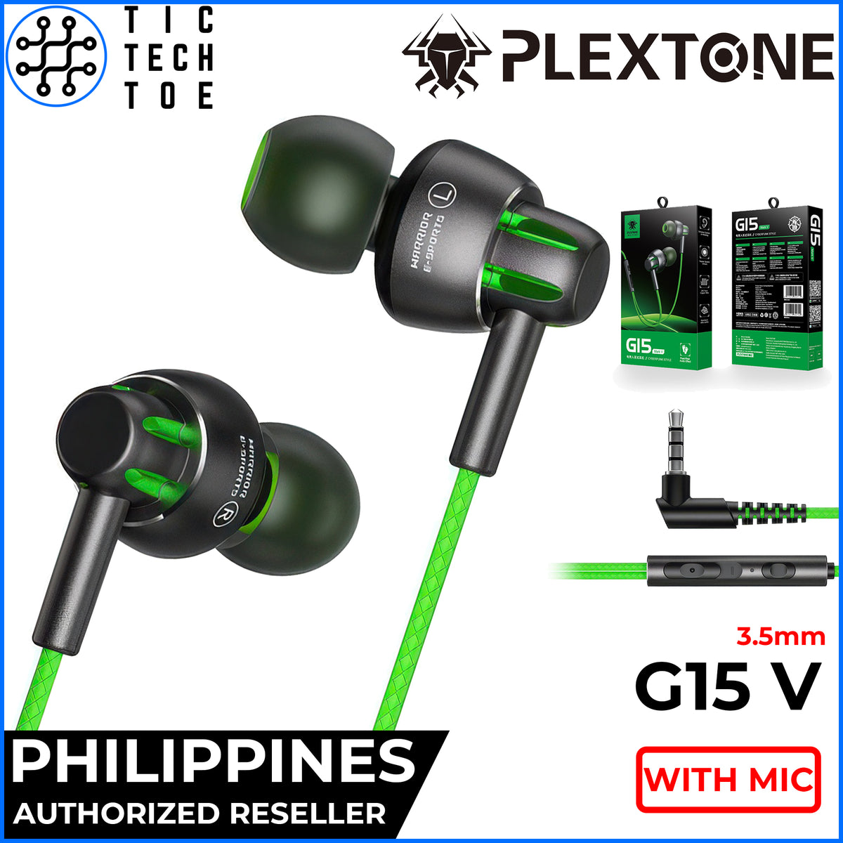 Plextone G15 Mark 5 V Gaming Earphones Anti-Tangle Cable Noise Cancelling IEM Headset with Mic