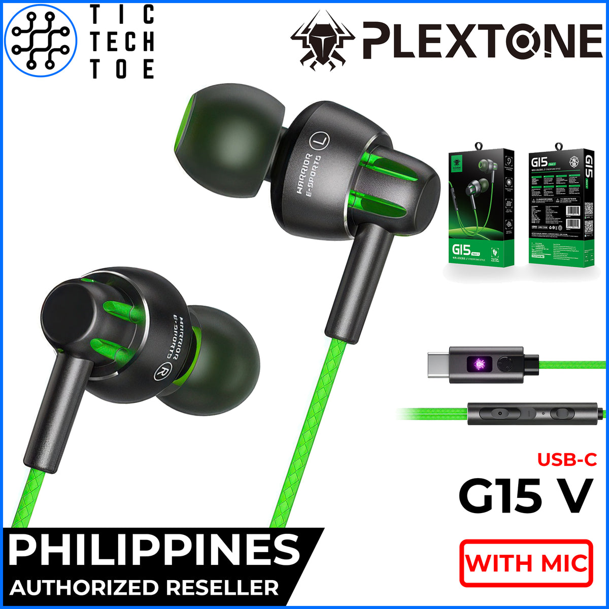 Plextone G15 Mark 5 V Gaming Earphones Anti-Tangle Cable Noise Cancelling IEM Headset with Mic