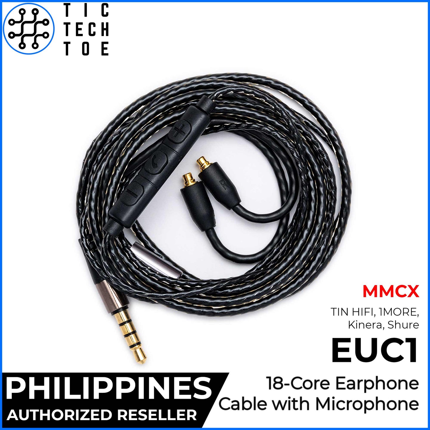 Tic Tech Toe PH EUC1 18 Pure Copper Core Durable Upgrade Replacement Earphone IEM Cable 3.5mm Plug