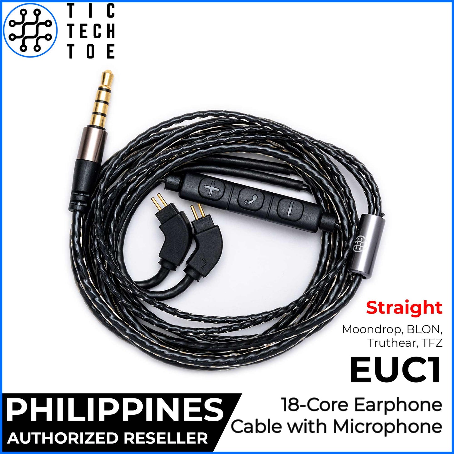 Tic Tech Toe PH EUC1 18 Pure Copper Core Durable Upgrade Replacement Earphone IEM Cable 3.5mm Plug