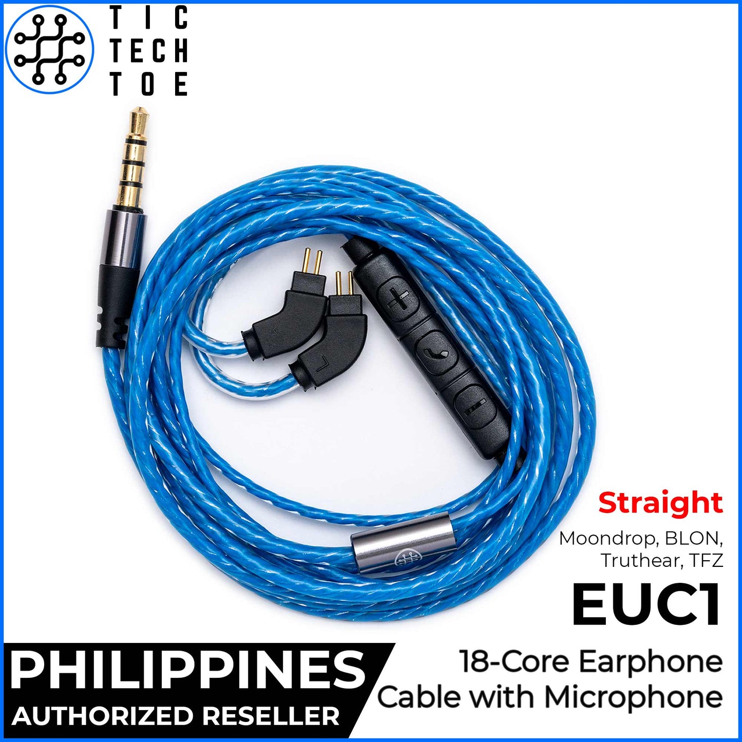 Tic Tech Toe PH EUC1 18 Pure Copper Core Durable Upgrade Replacement Earphone IEM Cable 3.5mm Plug