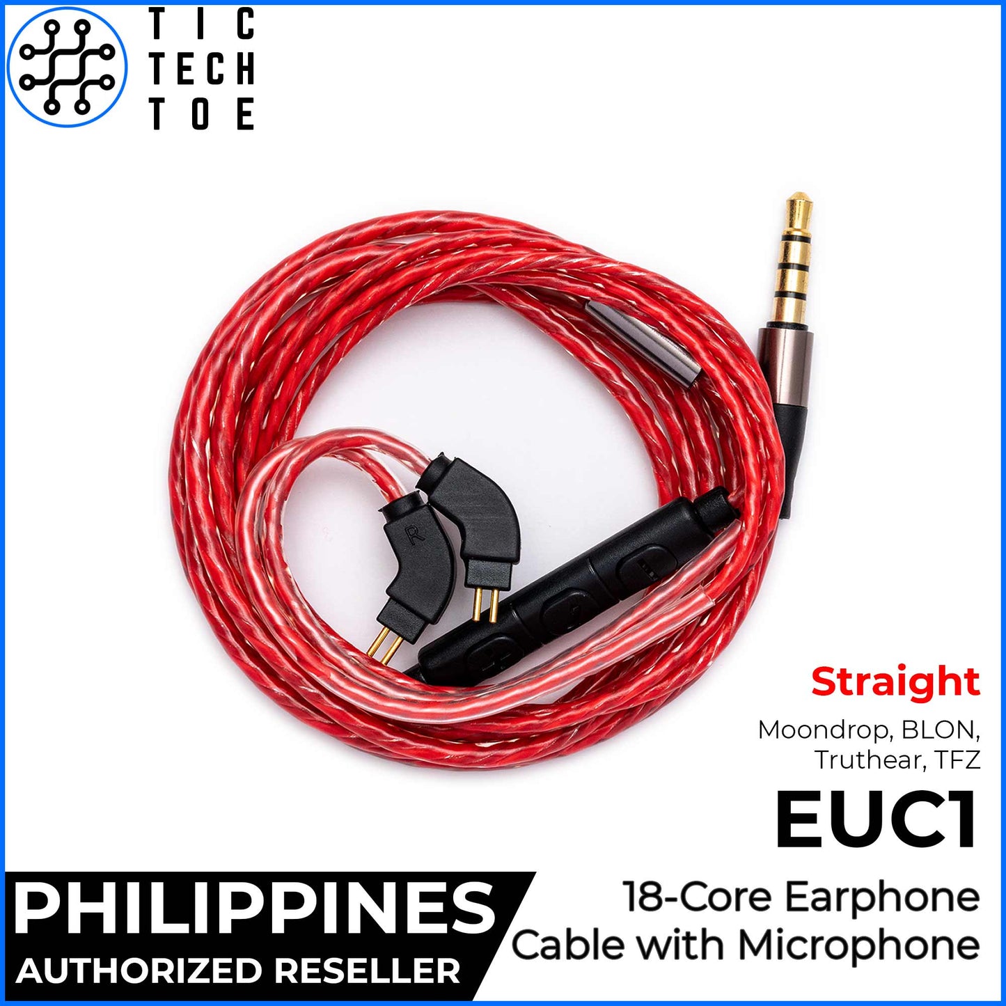 Tic Tech Toe PH EUC1 18 Pure Copper Core Durable Upgrade Replacement Earphone IEM Cable 3.5mm Plug