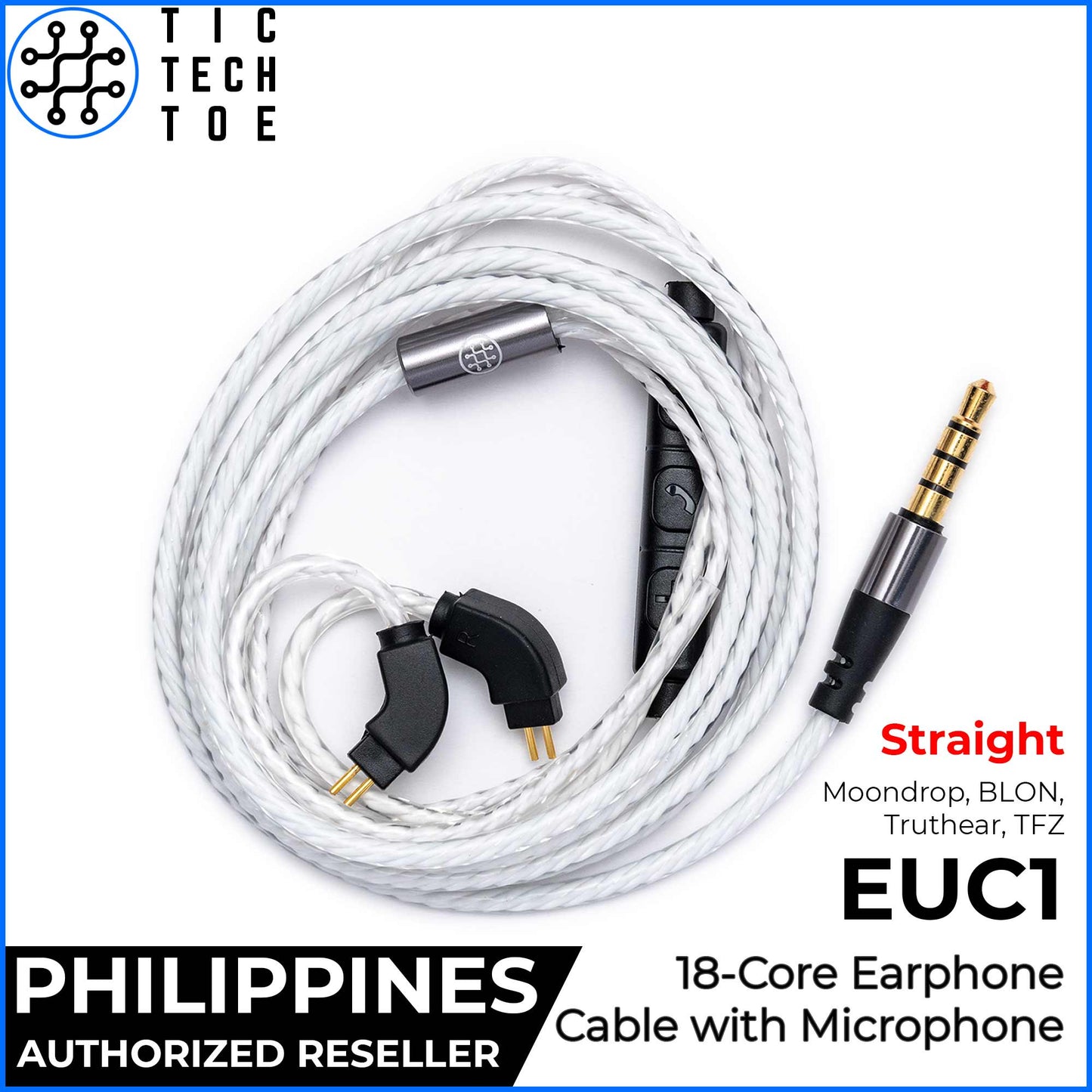 Tic Tech Toe PH EUC1 18 Pure Copper Core Durable Upgrade Replacement Earphone IEM Cable 3.5mm Plug