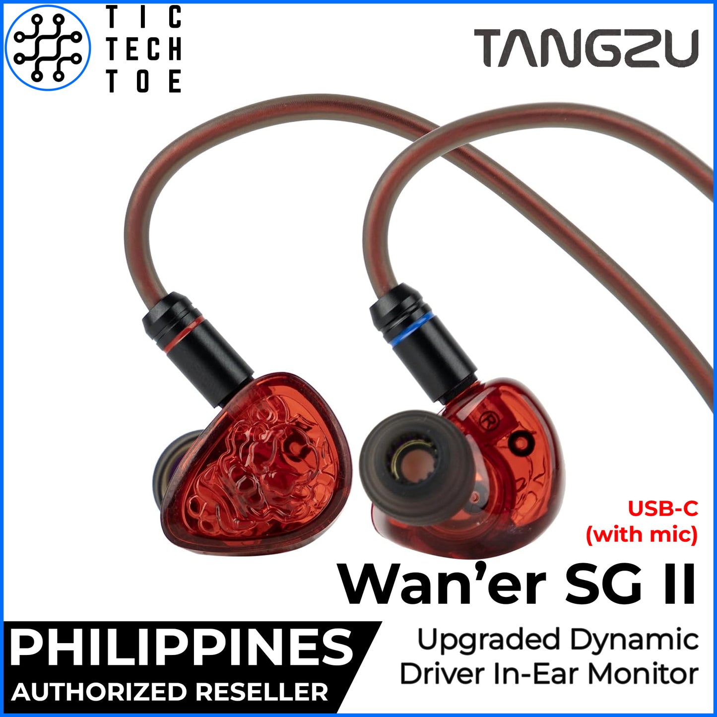Tangzu Wan'er SG 2 II Dynamic Driver HiFi Detachable Cable IEM In-Ear USB-C Earphones with Mic