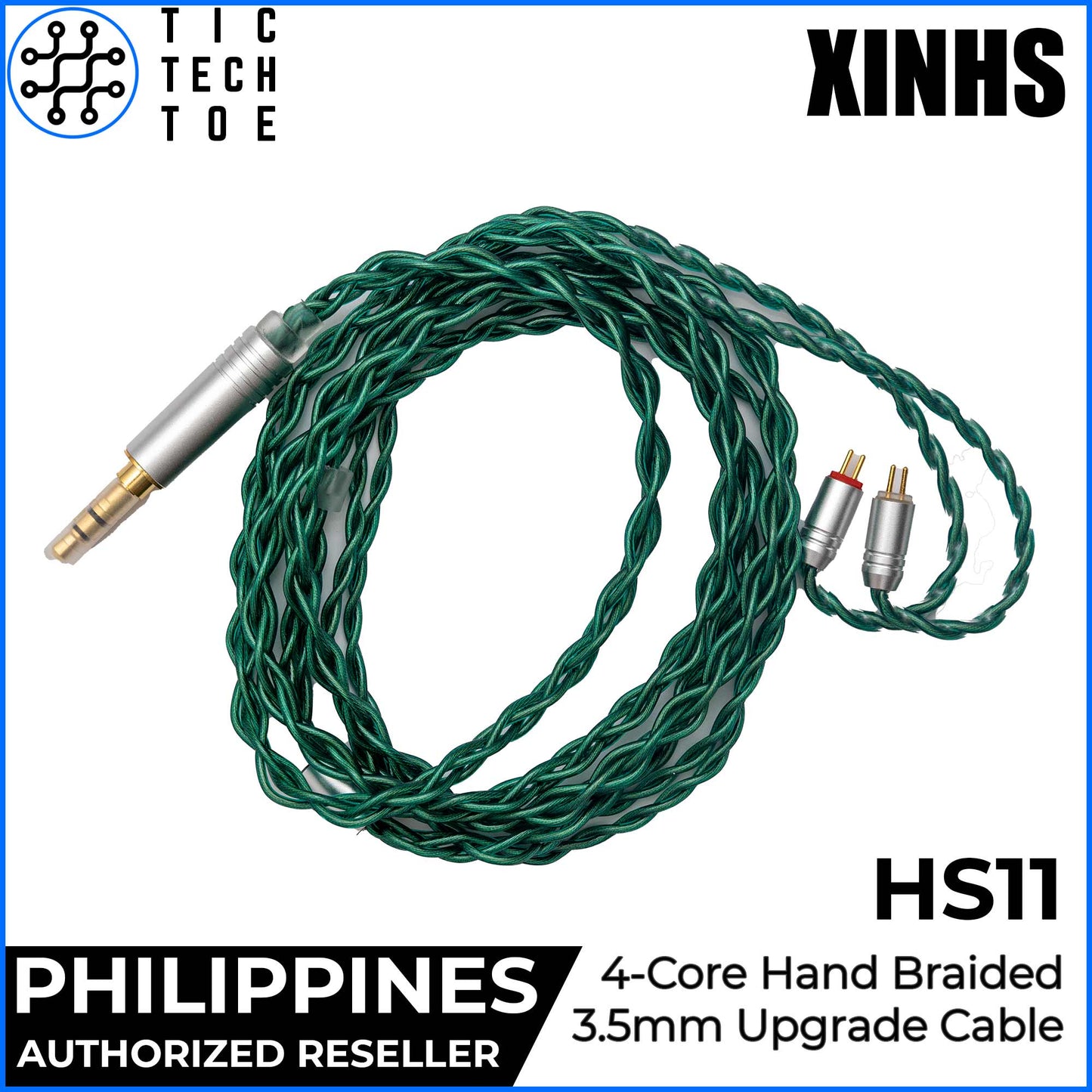 XINHS x TTTPH HS01 / HS11 Green 4-Core Silver Plated Hand Braided Earphone Upgrade Replacement Cable