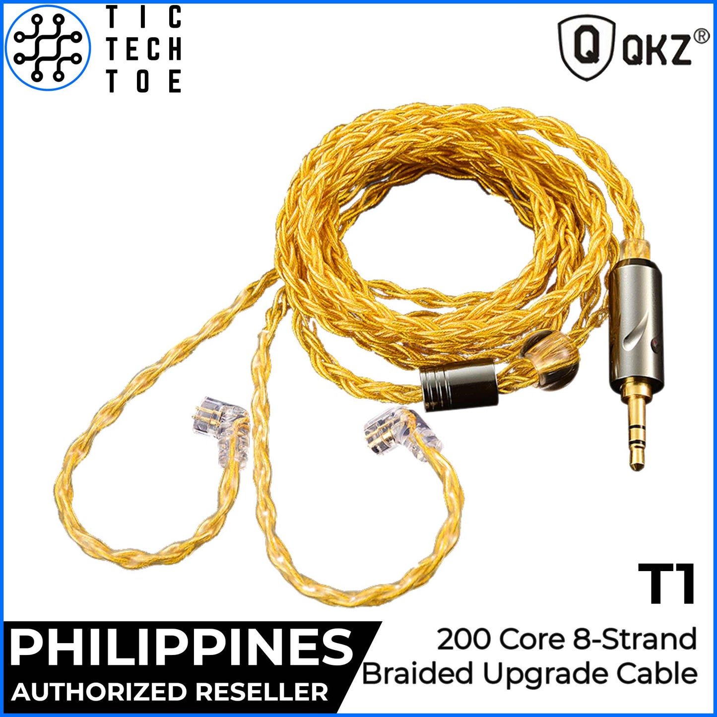 QKZ T1 200 Core 8 Strand Silver Plated Braided Earphone IEM Upgrade Replacement Cable