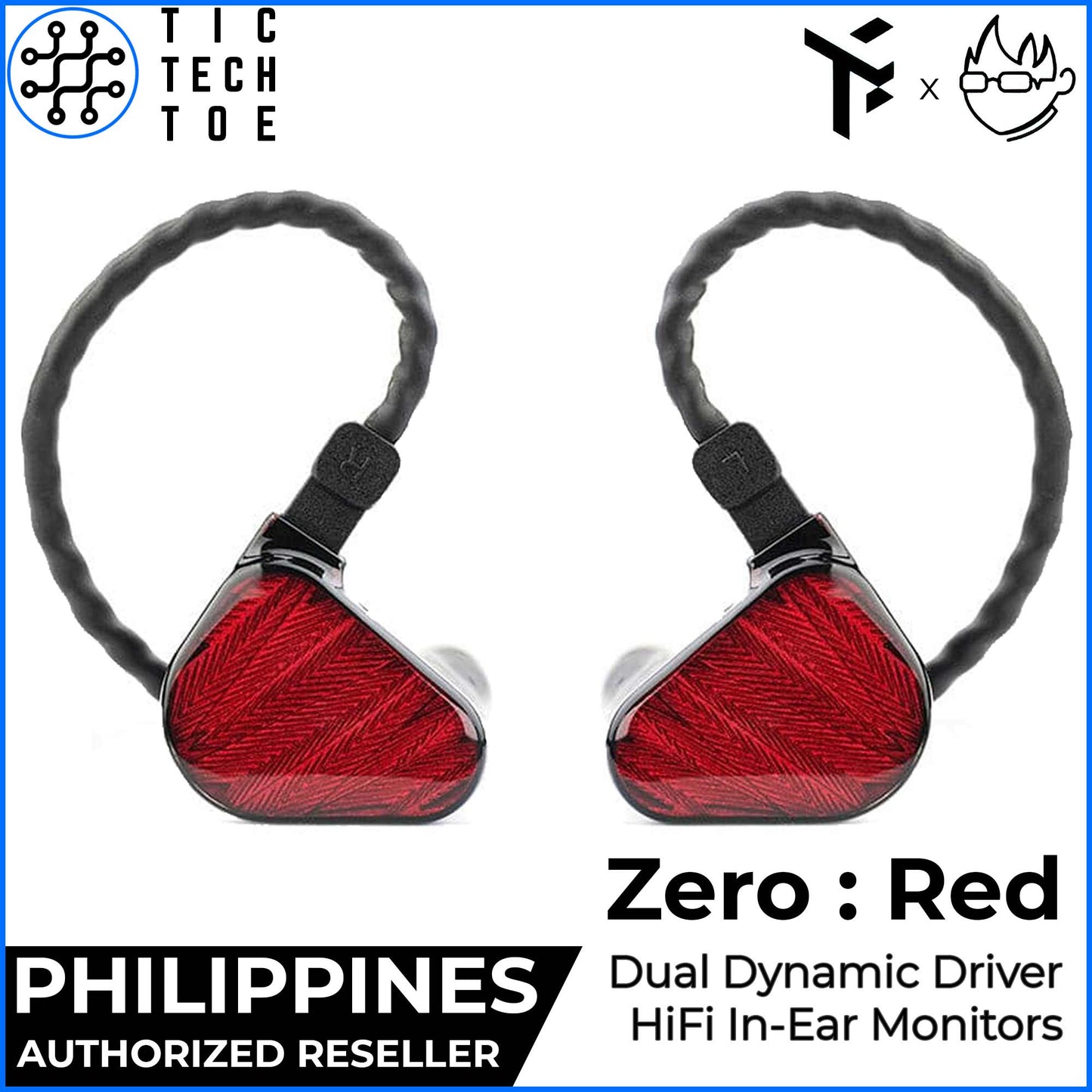 Truthear X Crinacle Zero : RED Dual Dynamic Driver IEM Detachable Cable Earphones In-Ear Monitors