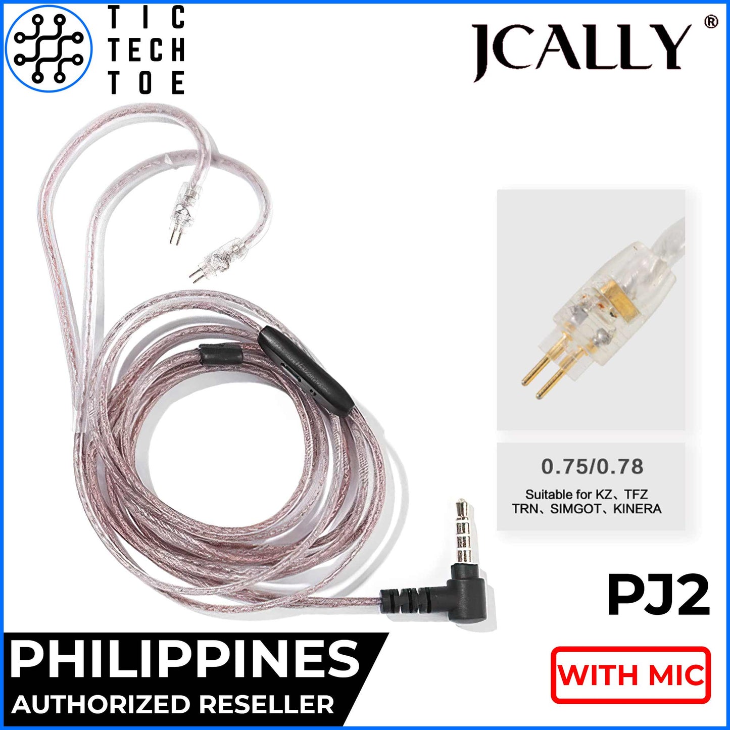 JCALLY PJ2 5N Oxygen-Free Copper Upgrade Cable with Mic (KZ / TRN/ CCA / QKZ)