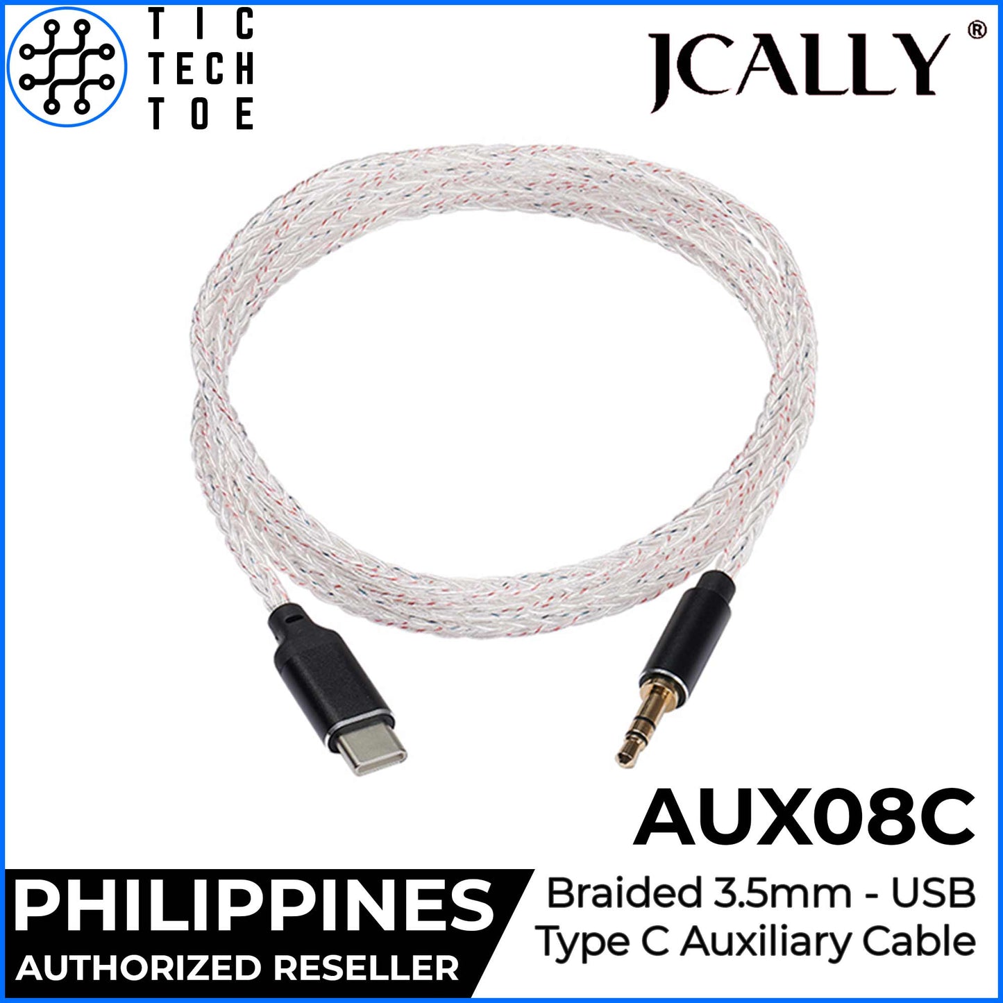 JCALLY AUX08C USB Type C to 3.5mm ALC5686 HiFi Car Android Auxiliary Audio Adapter Aux Cable