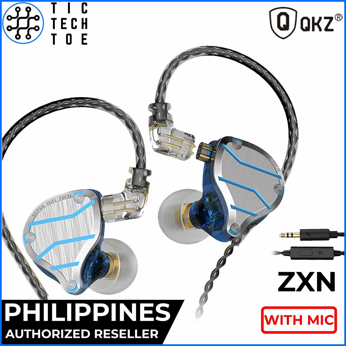 QKZ ZXN Metal HiFi 5 Dynamic + Balanced Hybrid Audio Driver IEM Earphones with Mic