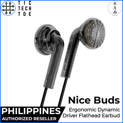 Moondrop Nicebuds Flathead Dynamic Driver Cable Lightweight Ergonomic Wired Nice Buds Earphones