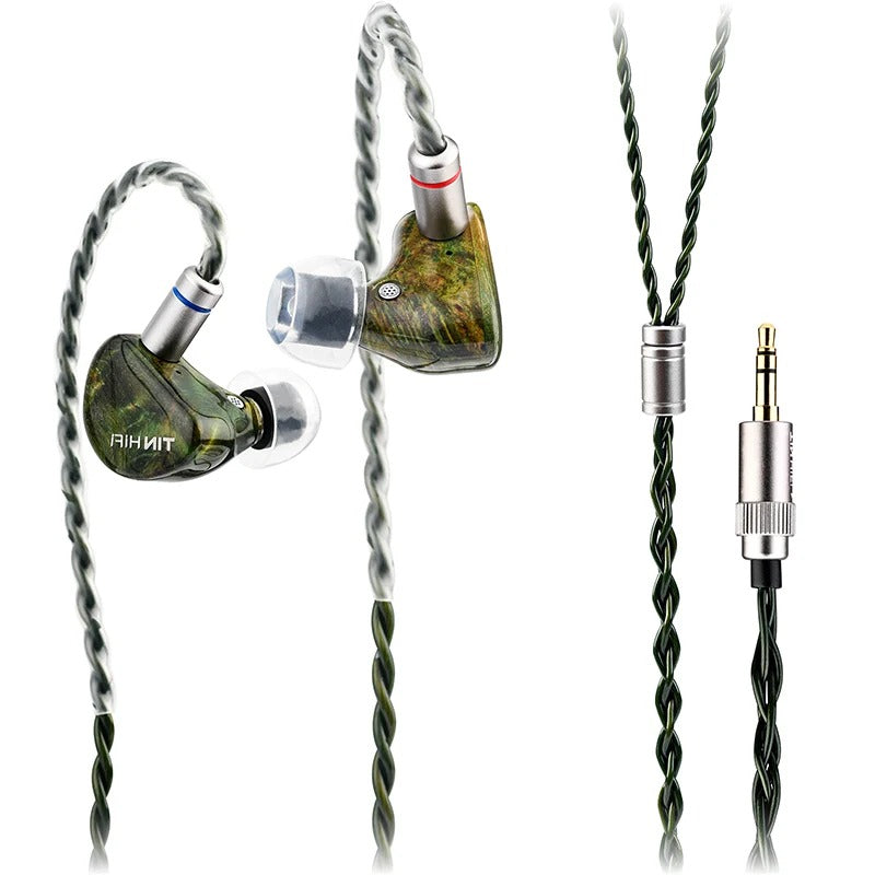 TINHIFI C7 HiFi IEM Nano Ceramic Dynamic Driver Earphones Wired Wood Shell Detachable Music Cable