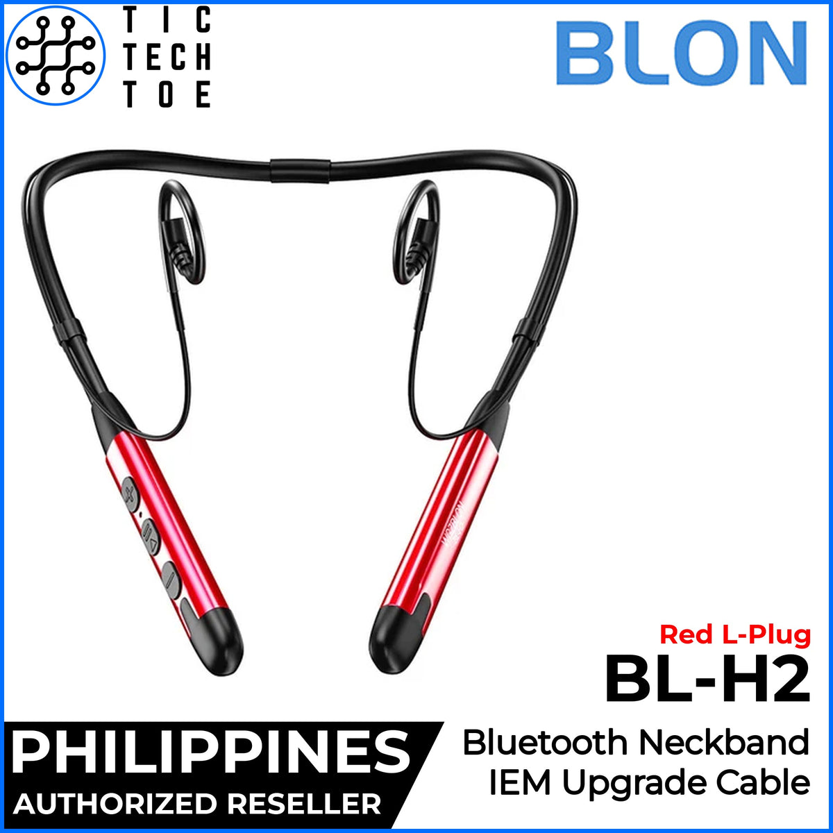 BLON BL-H2 Bluetooth Neckband Cable for IEM Earphones Wireless Adapter Built-in Microphone L-Plug