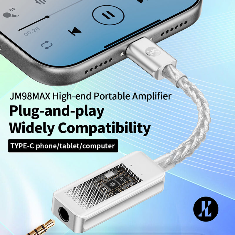 JCALLY JM98 MAX Adjustable EQ/Sampling Flagship USB C to 3.5mm Aluminum Audio DAC/Amp Adapter Cable