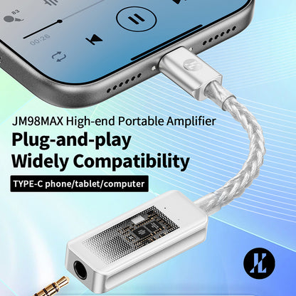 JCALLY JM98 MAX Adjustable EQ/Sampling Flagship USB C to 3.5mm Aluminum Audio DAC/Amp Adapter Cable