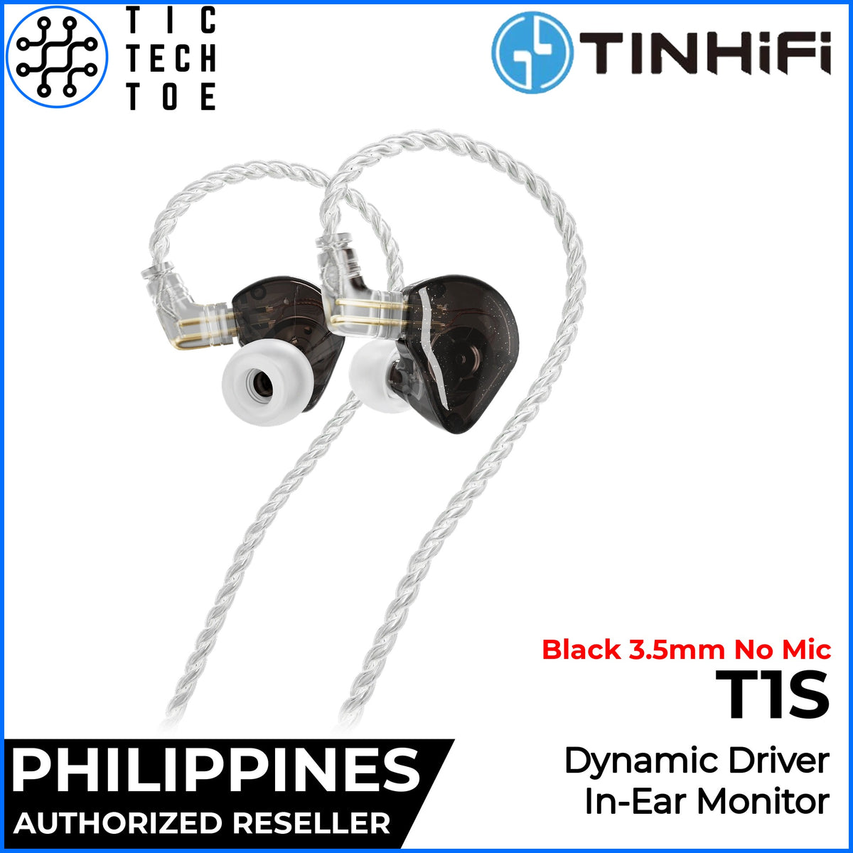 TINHIFI T1S HiFi IEM Dynamic Driver Earphones Wired Detachable Cable Lightweight Shell No Mic