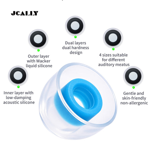 JCALLY EM06 Premium Liquid Silicone Earphone Tips Soft Upgrade Replacement 4 Pairs Set IEM Eartips