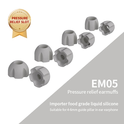 JCALLY EM05 Pressure Relief Earphone Tips Soft Silicone Upgrade Replacement 4 Pairs Set IEM Eartips