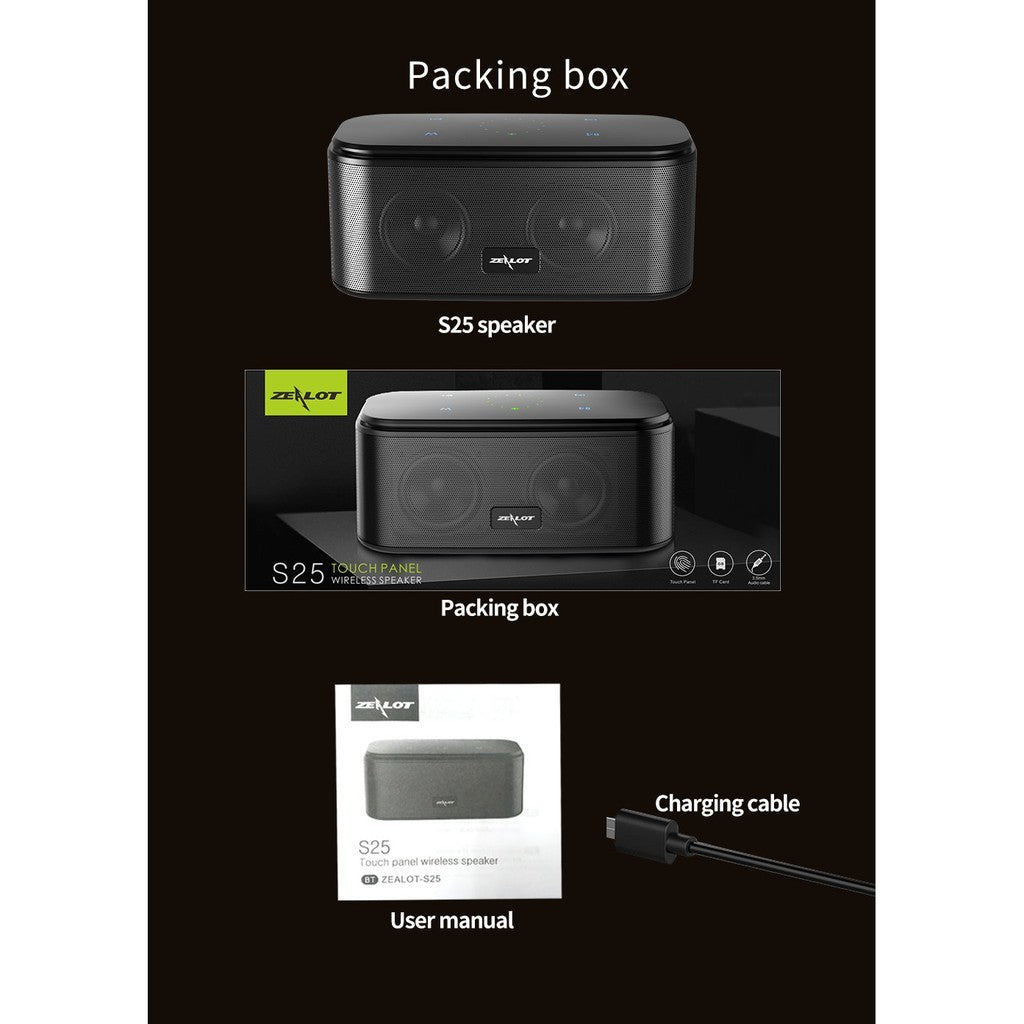 Zealot S25 Touch-Sensitive Dual Driver Bluetooth Speaker