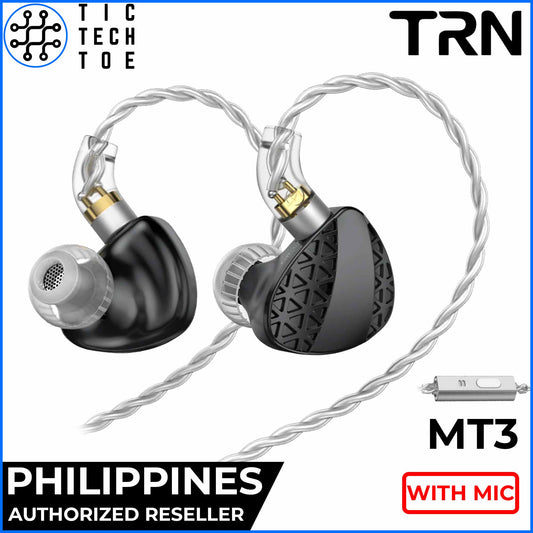 TRN MT3 Titanium Plated Dynamic Driver Zinc Alloy Shell Detachable Cable Earbuds with Mic