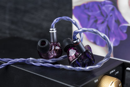 KBEAR Neon Purple IEM Upgrade Cable 2-Pin/QDC 3.5mm Earphone Replacement Violet Braided Wire