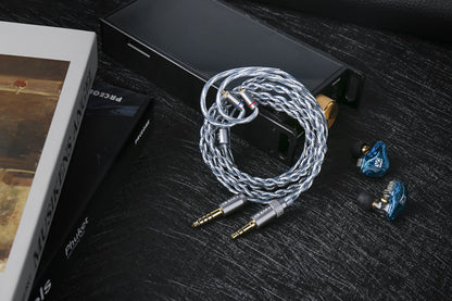 KBEAR P34 Modular Plug IEM Upgrade Cable 2-Pin 3.5mm/4.4mm Blue-Silver Replacement Braided Wire