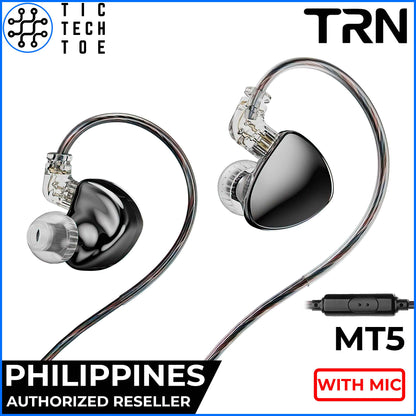 TRN MT5 Upgraded LCP Dynamic Driver Zinc Alloy Shell Detachable Cable IEM In-Ear Earphones with Mic