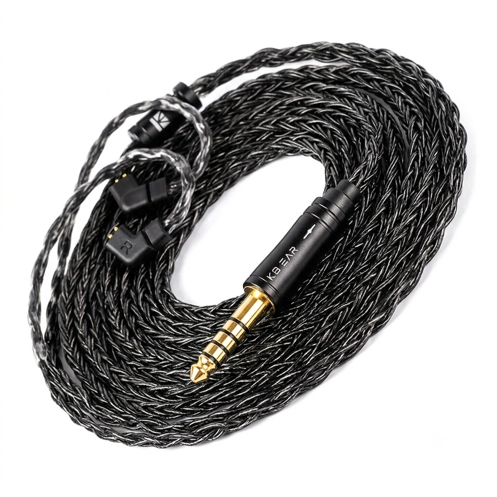 KBEAR ST24 Plus / Juntian IEM Long Upgrade Cable (2m) 2-Pin/QDC 3.5mm Replacement Black Braided Wire