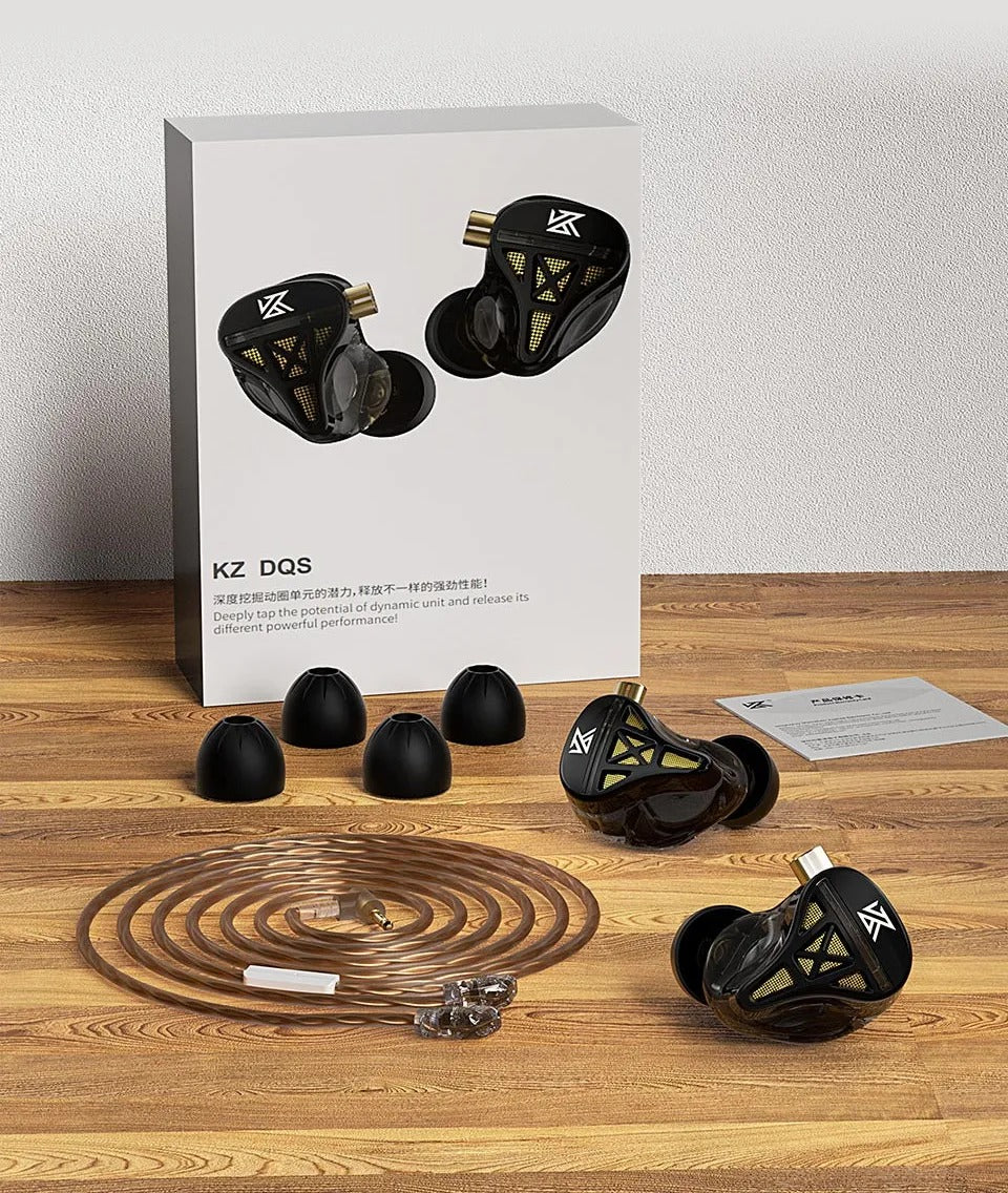 KZ DQS Next Gen Dynamic Driver Semi-Open Earphones Detachable Wired Cable IEM with Mic and Controls
