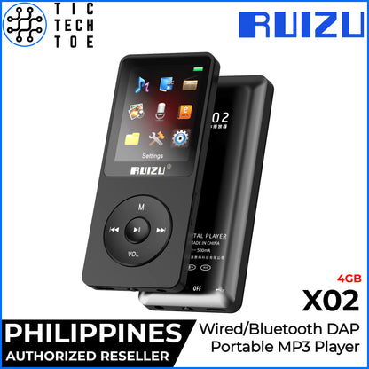 RUIZU X02 Portable MP3 Player Bluetooth 5.3 / Wired 3.5mm Long Battery Built-In 4GB Memory Audio DAP