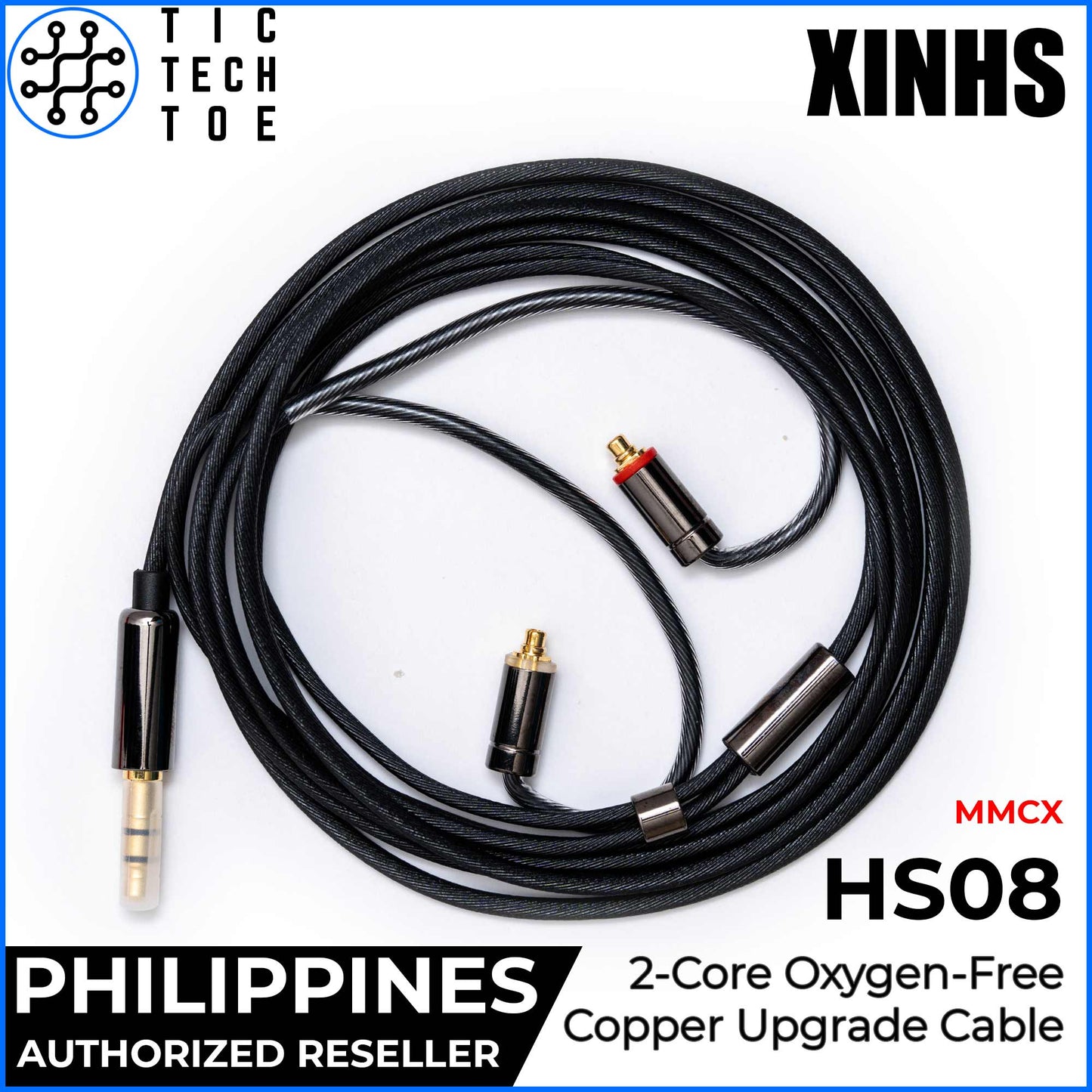 XINHS x TTTPH HS08 Black 2-Core Oxygen-Free Copper Earphone IEM Upgrade Replacement 3.5mm Cable