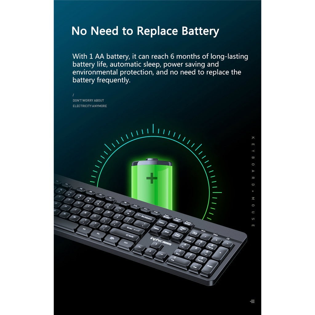 Inphic V790 Full-Size 2.4G Wireless Mouse and Keyboard Combo