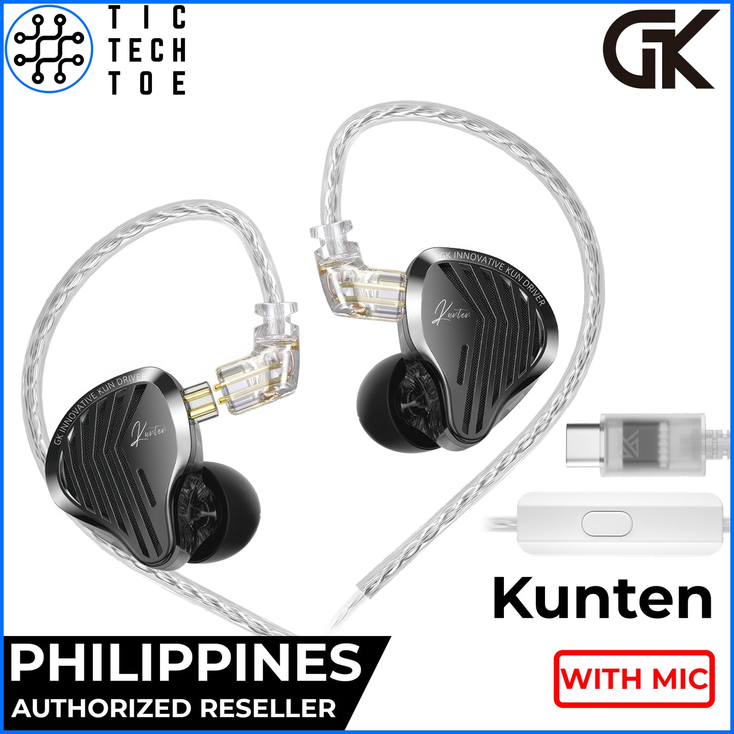 GK Kunten Super Linear Dynamic Driver Silver Plated Wired Detachable Cable In-Ear Monitor Earphones