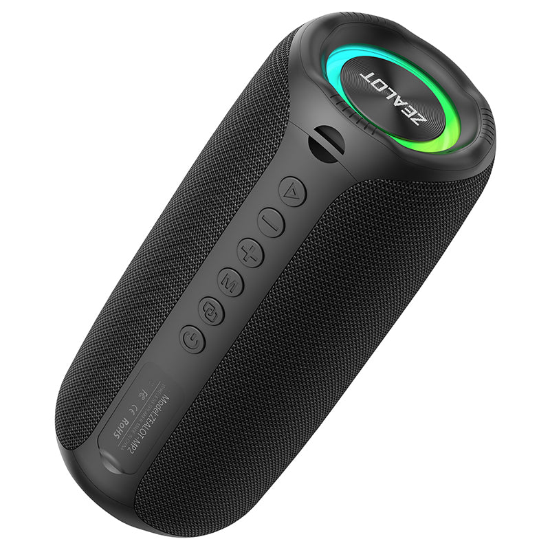 Zealot MP2 20W RGB Light Portable Outdoor IPX5 AUX/USB/Micro SD/Bluetooth 5.4 Rechargeable Speaker