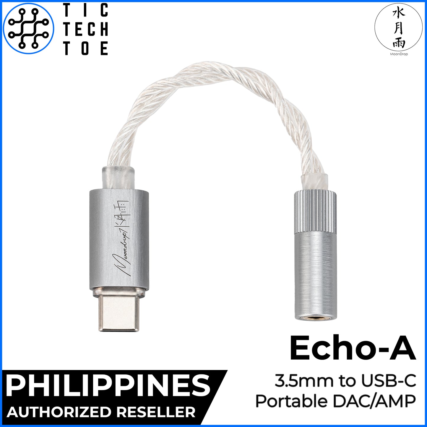 Moondrop Echo-A USB Type-C to 3.5mm with Mic Aluminum 32Bit/384kHz Mini Portable DAC/AMP Adapter