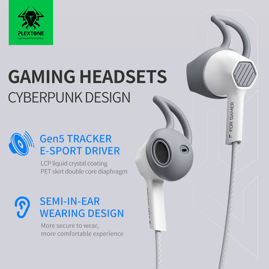 Plextone G27 Semi In-Ear Pro Gaming Earphones Ergonomic Surround Sound Wired Headset with Microphone
