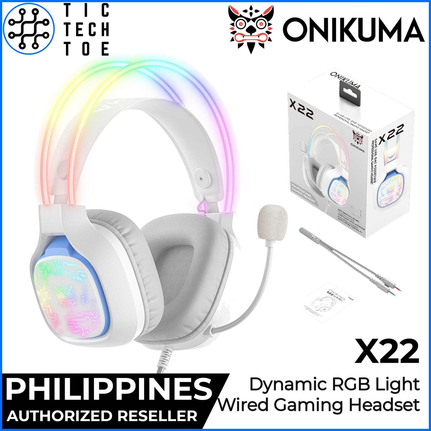 Onikuma X22 Wired RGB Gaming Headset Noise Cancelling PC Mobile Switch PS5 HD Mic Headphones