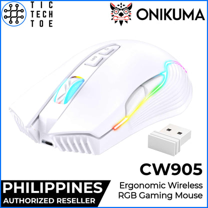 Onikuma CW905 Wireless USB 2.4GHz RGB Lightweight PC Laptop Gaming Ergonomic DPI Mouse Rechargeable