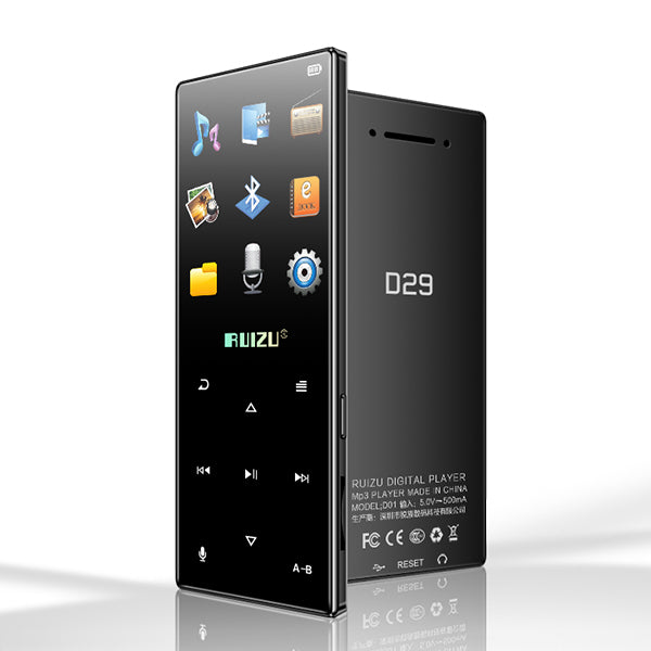 RUIZU D29 Touch Control MP3 Player Wireless BT 5.0/Wired 3.5mm Built-In Memory Portable Audio DAP