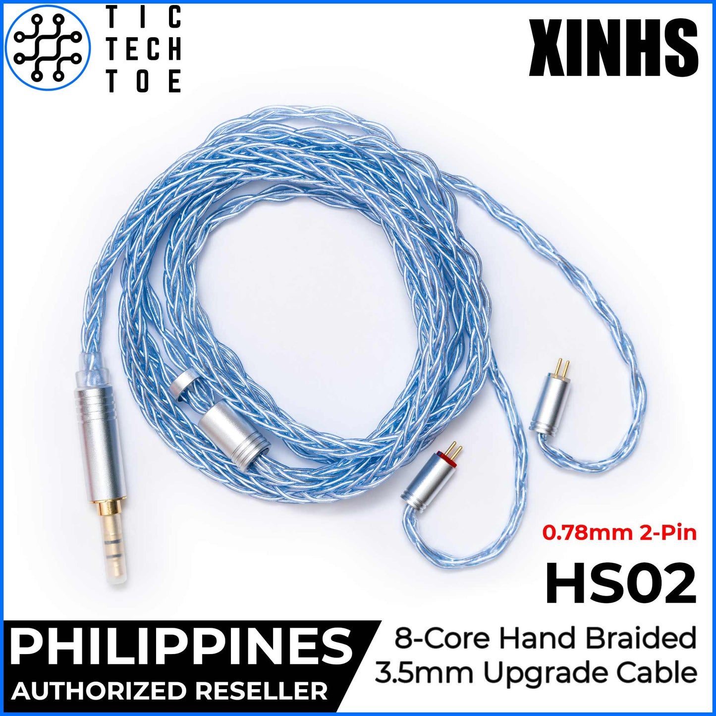 XINHS x TTTPH HS02 Blue 8-Core Silver Plated OFC Hand Braided Earphone IEM Upgrade Replacement Cable