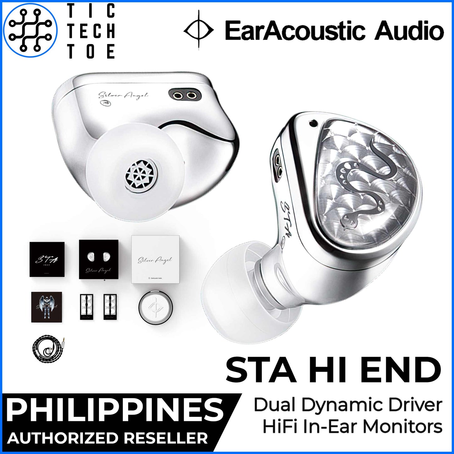 EarAcoustic Audio STA Hi End Dual Dynamic Driver IEM Aluminum Wired Cable In-Ear Monitor Earphone