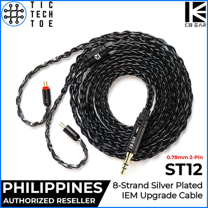 KBEAR ST12 Silver Plated 8-Core OFC Braided Soft Tangle-Free Earphone IEM Upgrade Replacement Cable