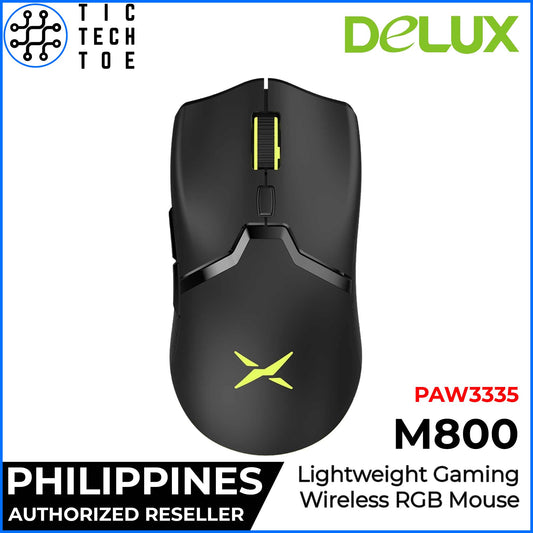 Delux M800 / M800DB Lightweight RGB Dual Wired / Wireless Gaming Mouse (PAW3335 Sensor)